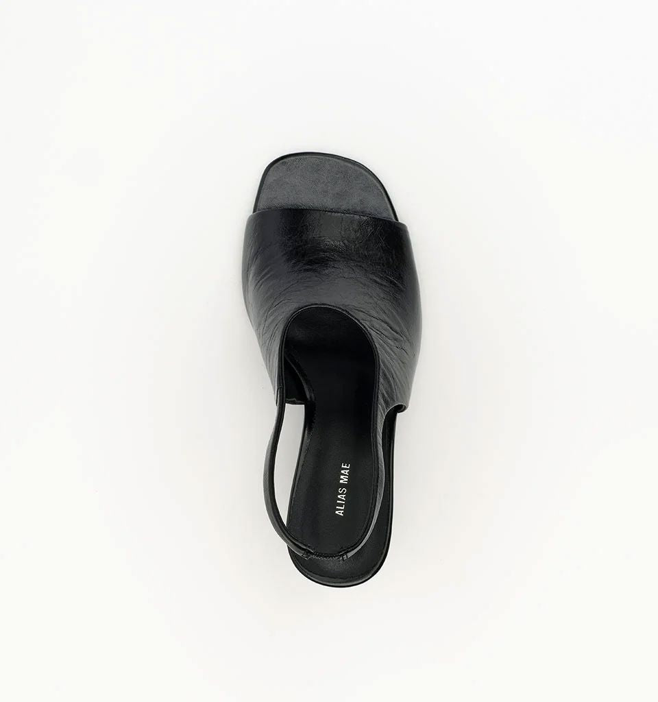 Alias Mae Jackie - Black Oily Crinkle Leather Heels Alias Mae 