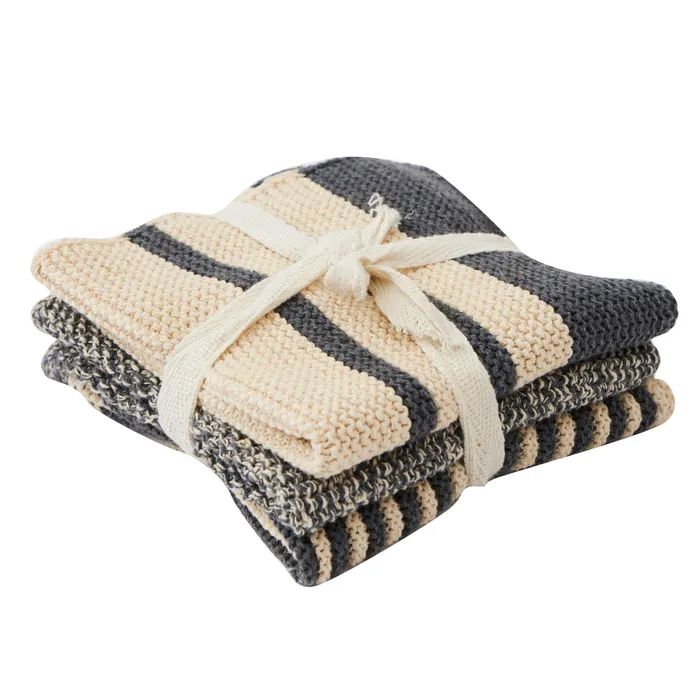 Amy Set of 3 Cotton Knit Cloth - Grey Cloths Coast to Coast Home 