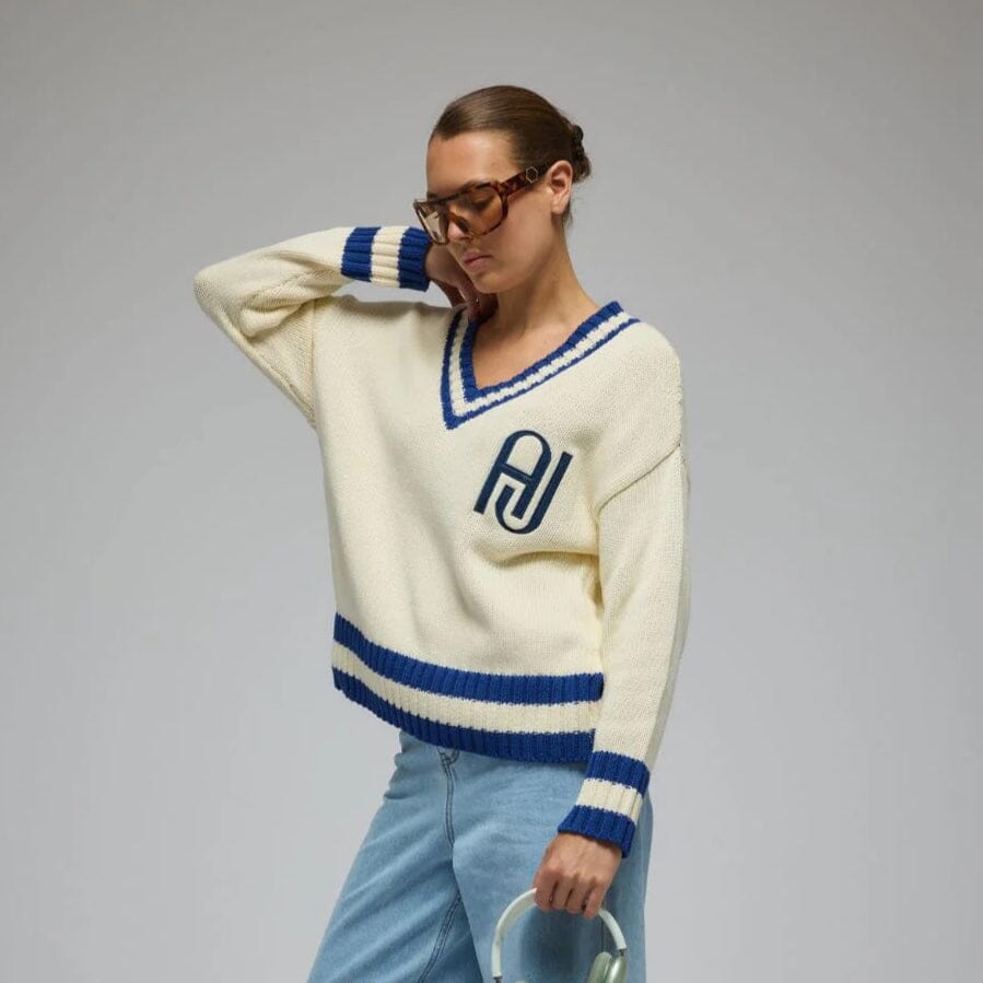 Araminta James AJ V-Neck Knit Sweater - Coconut Araminta James