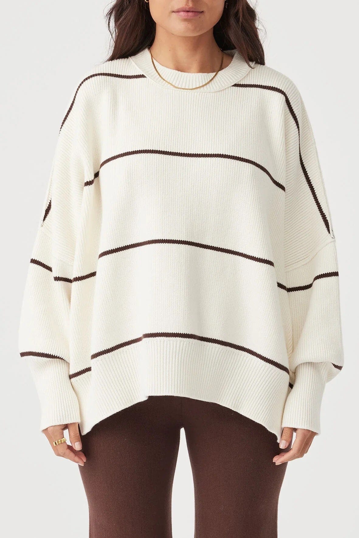 Arcaa Harper Stripe Sweater - Cream & Chocolate Arcaa