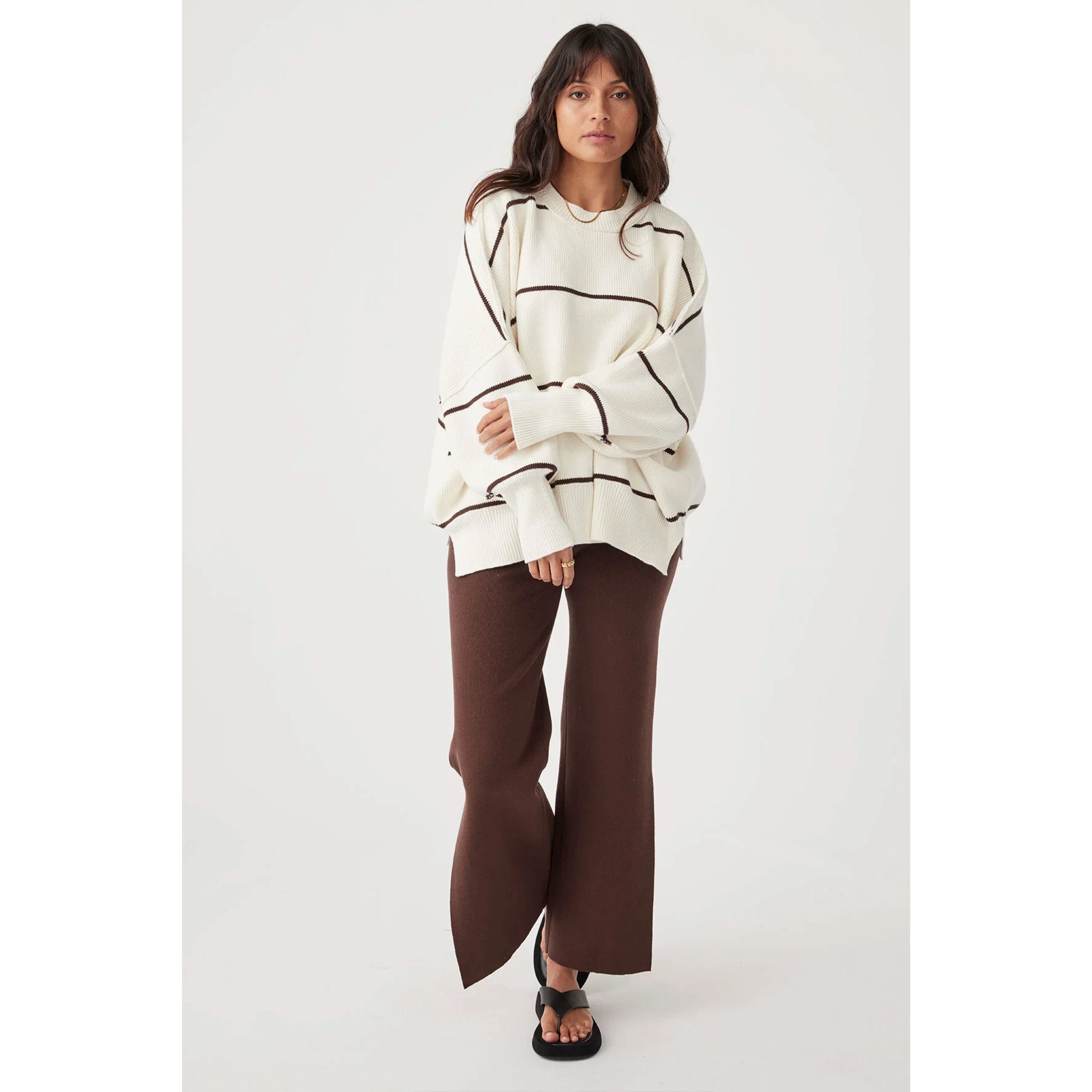 Arcaa Harper Stripe Sweater - Cream & Chocolate Arcaa