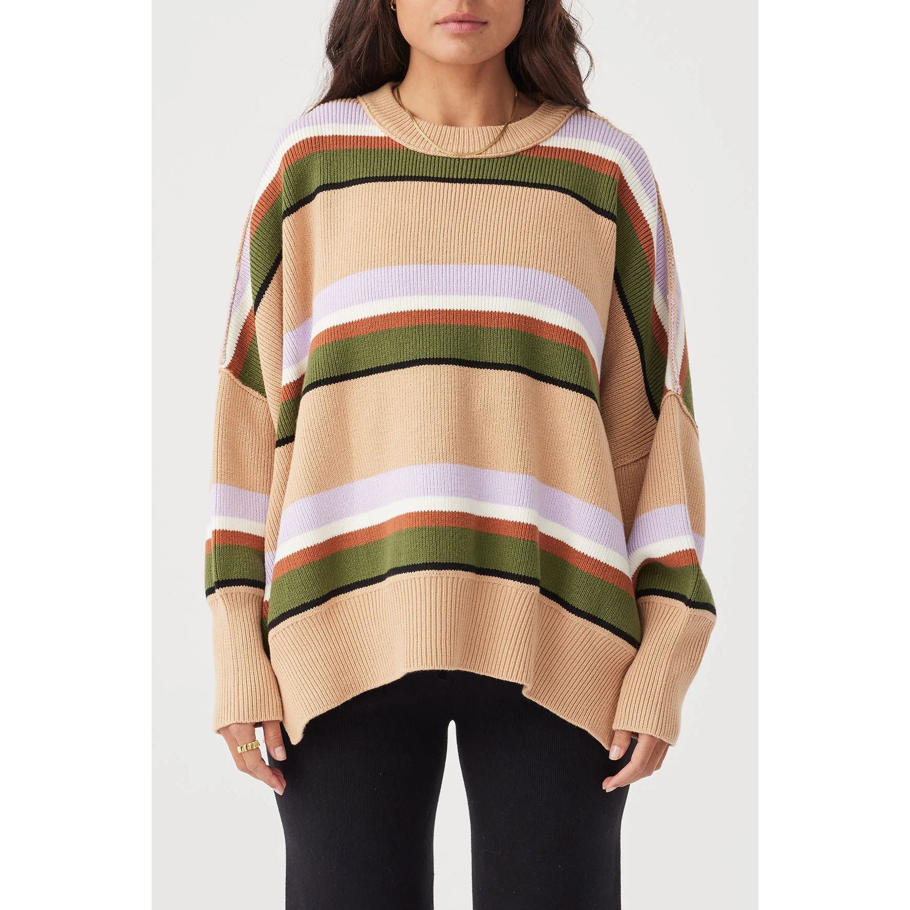 Arcaa Harper Stripe Sweater - Taupe, Lilac, & Cream Arcaa