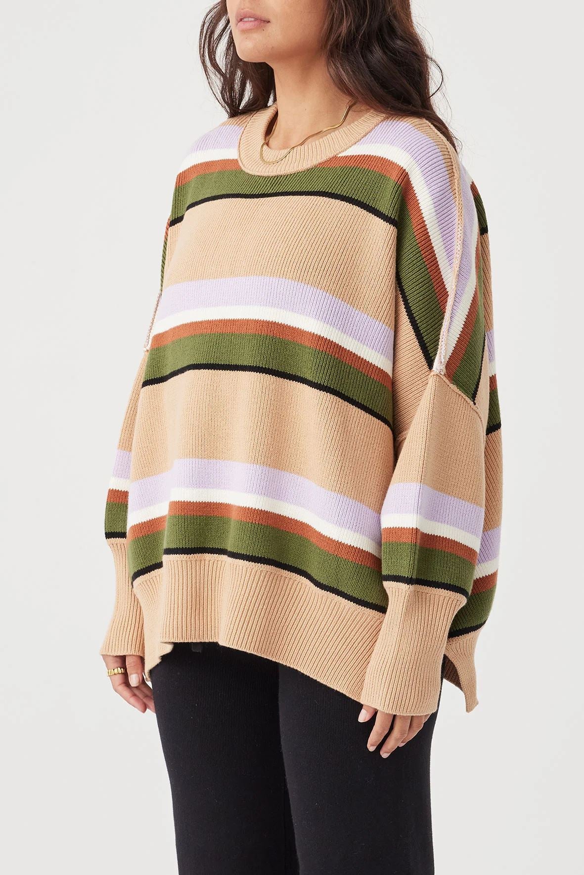 Arcaa Harper Stripe Sweater - Taupe, Lilac, & Cream Arcaa