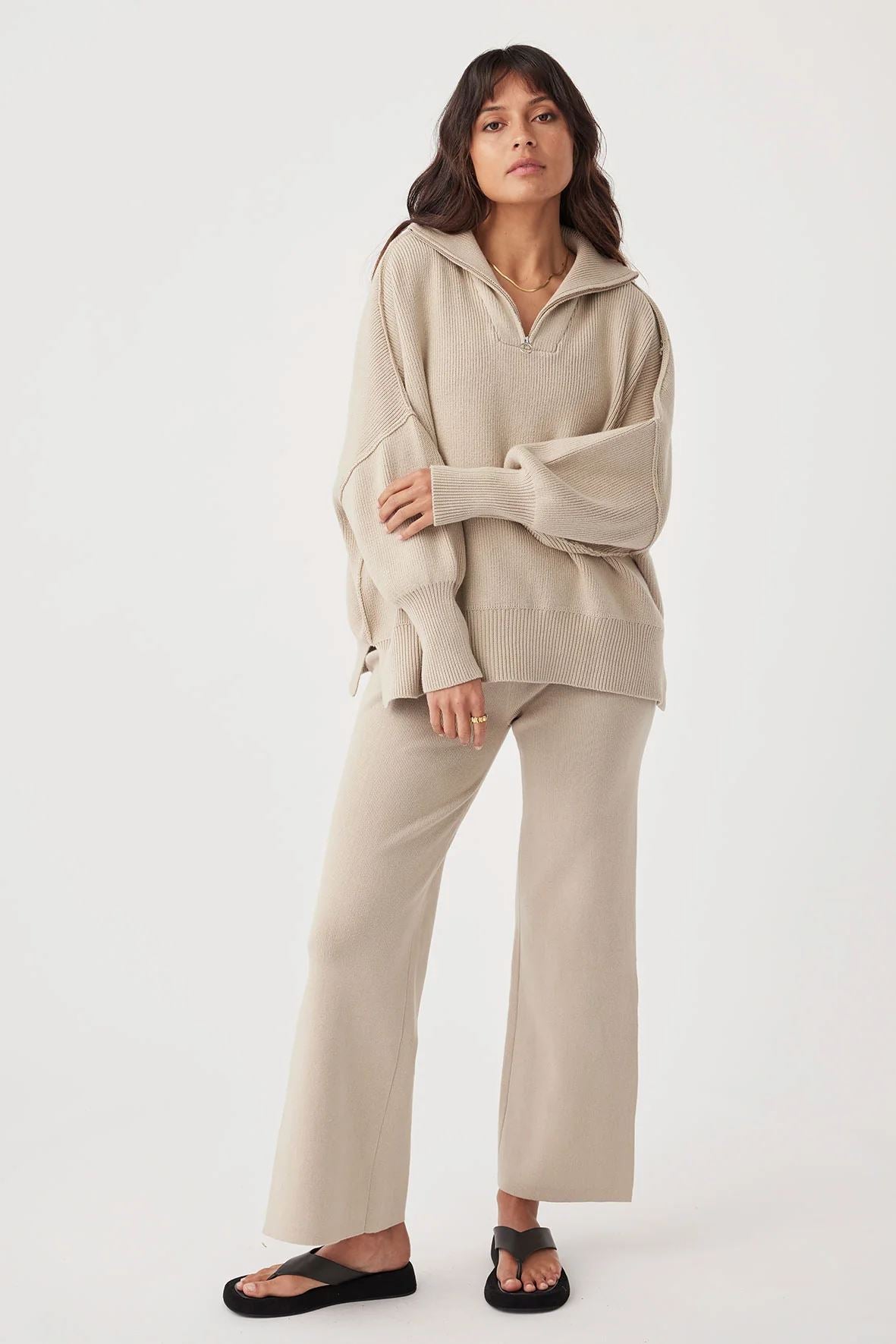 Arcaa London Zip Sweater - Taupe Arcaa