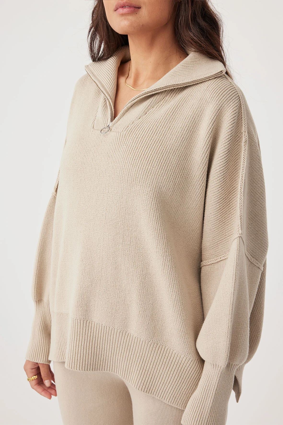 Arcaa London Zip Sweater - Taupe Arcaa