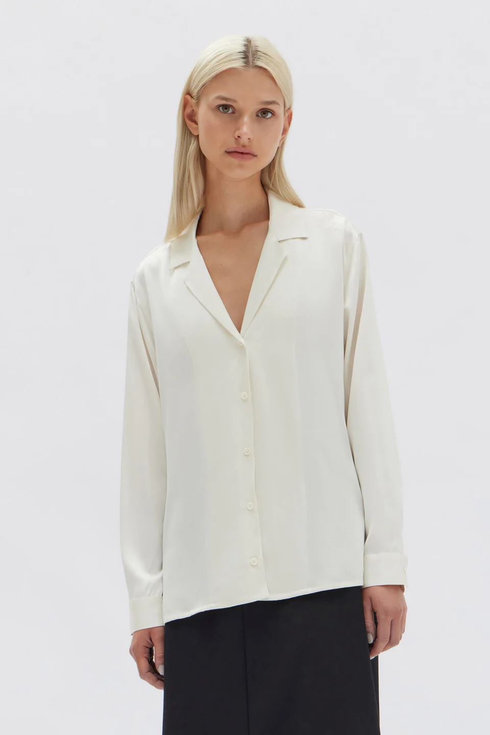 Assembly Label Ali Silk Long Sleeve Shirt - Cream Assembly Label