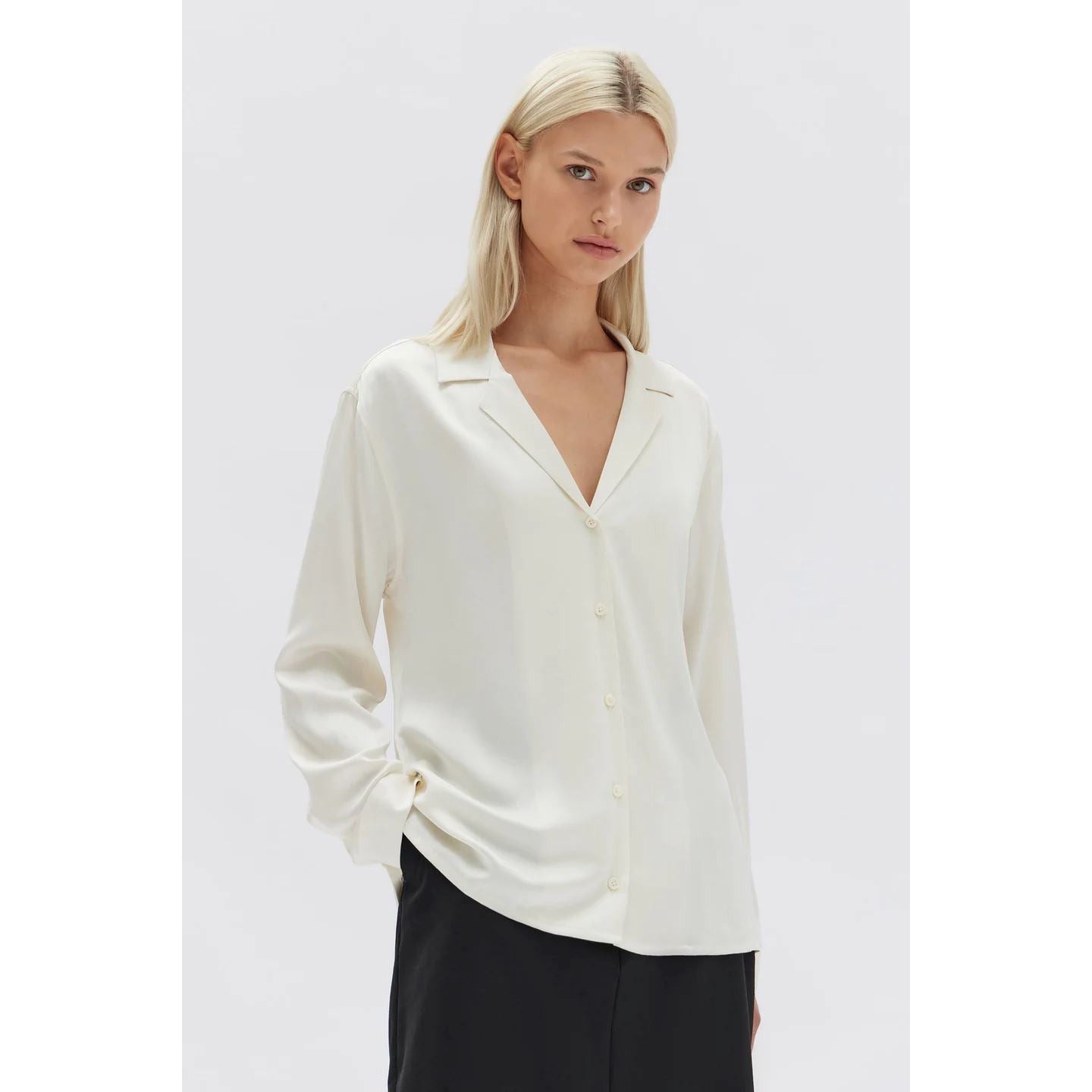 Assembly Label Ali Silk Long Sleeve Shirt - Cream Assembly Label