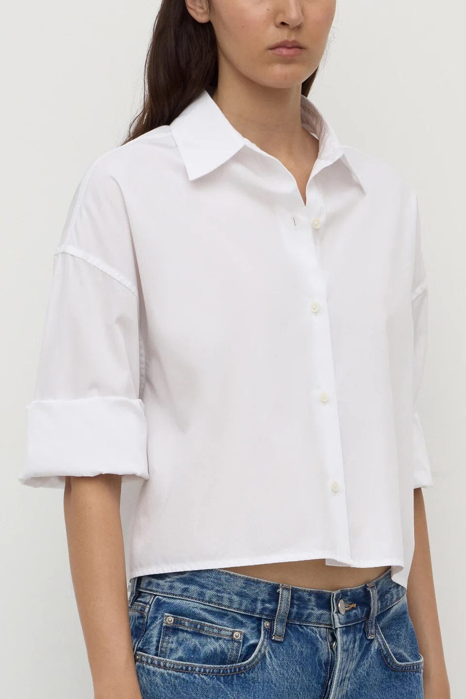 Assembly Label Aurora Cropped Poplin Shirt - White Assembly Label