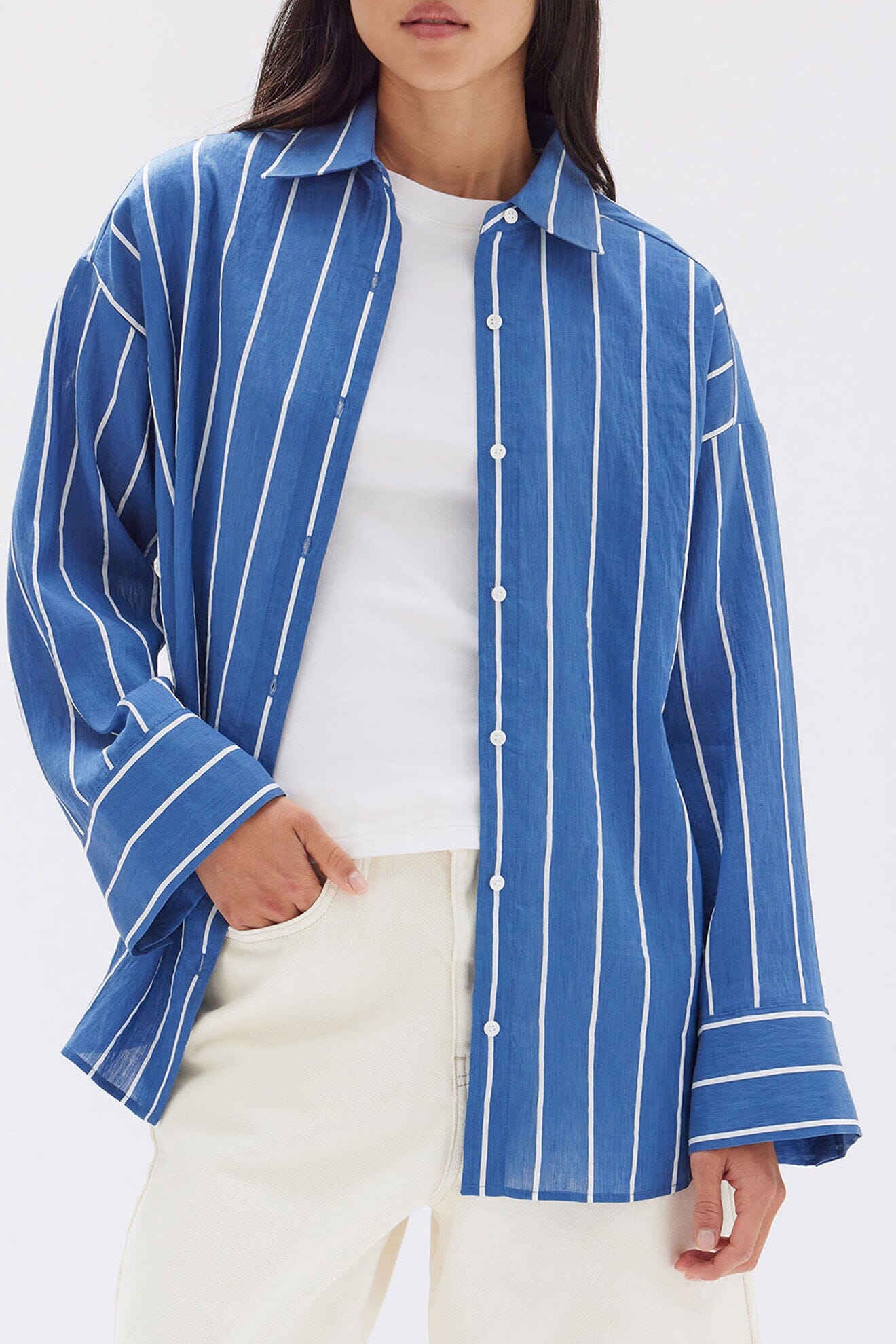 Assembly Label Ayla Stripe Long Sleeve Shirt - Royal/White Assembly Label