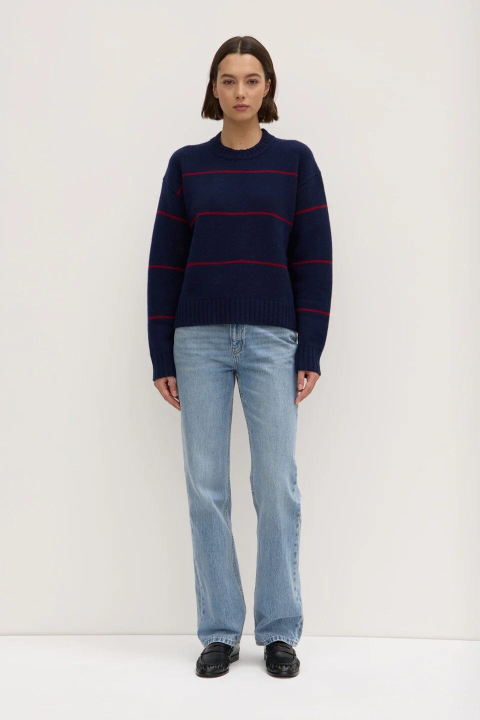 Assembly Label Beau Stripe Wool Merino Knit - Navy/Dark Cherry Assembly Label