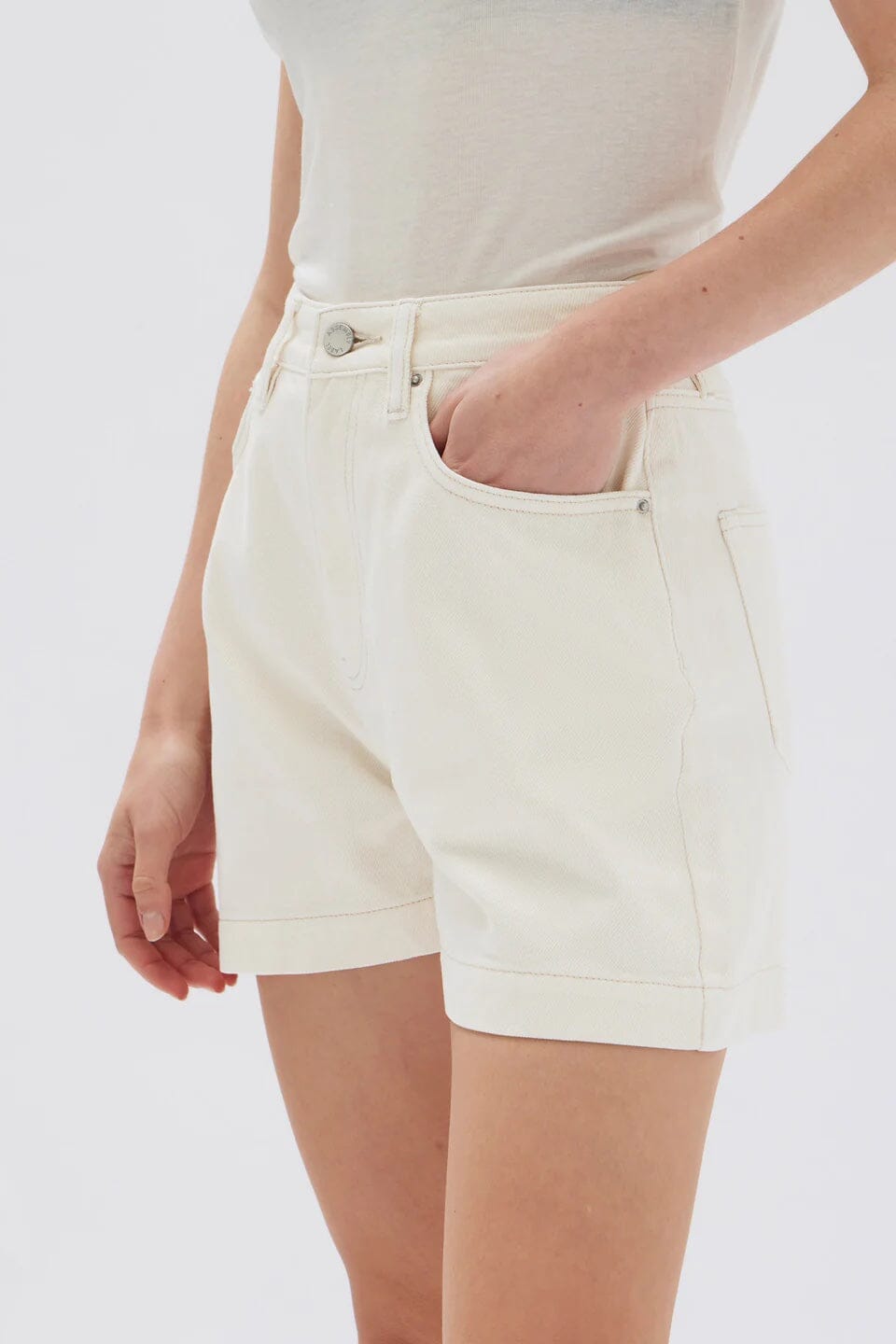 Assembly Label Boxy Denim Short - Ecru Assembly Label