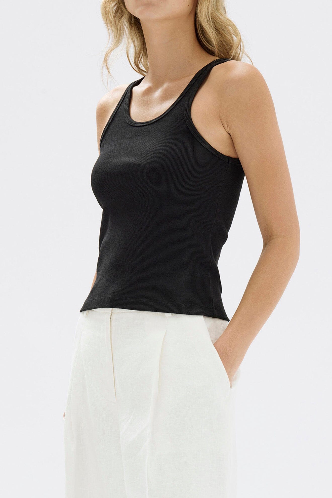 Assembly Label Drew Rib Tank Top - Black Assembly Label