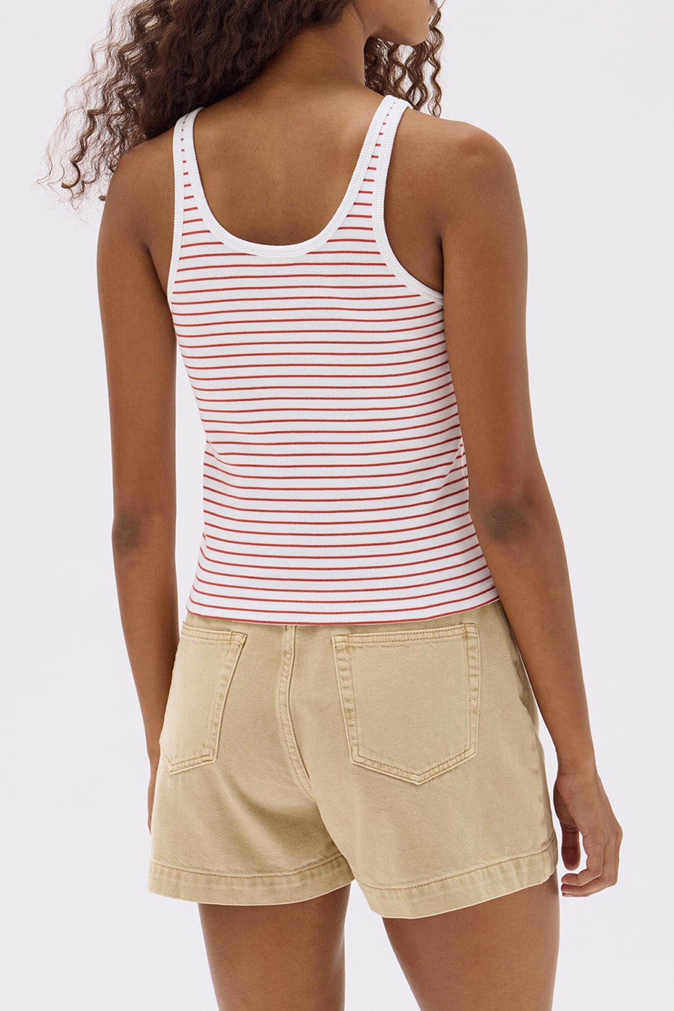 Assembly Label Drew Stripe Rib Tank - Papaya/White Assembly Label