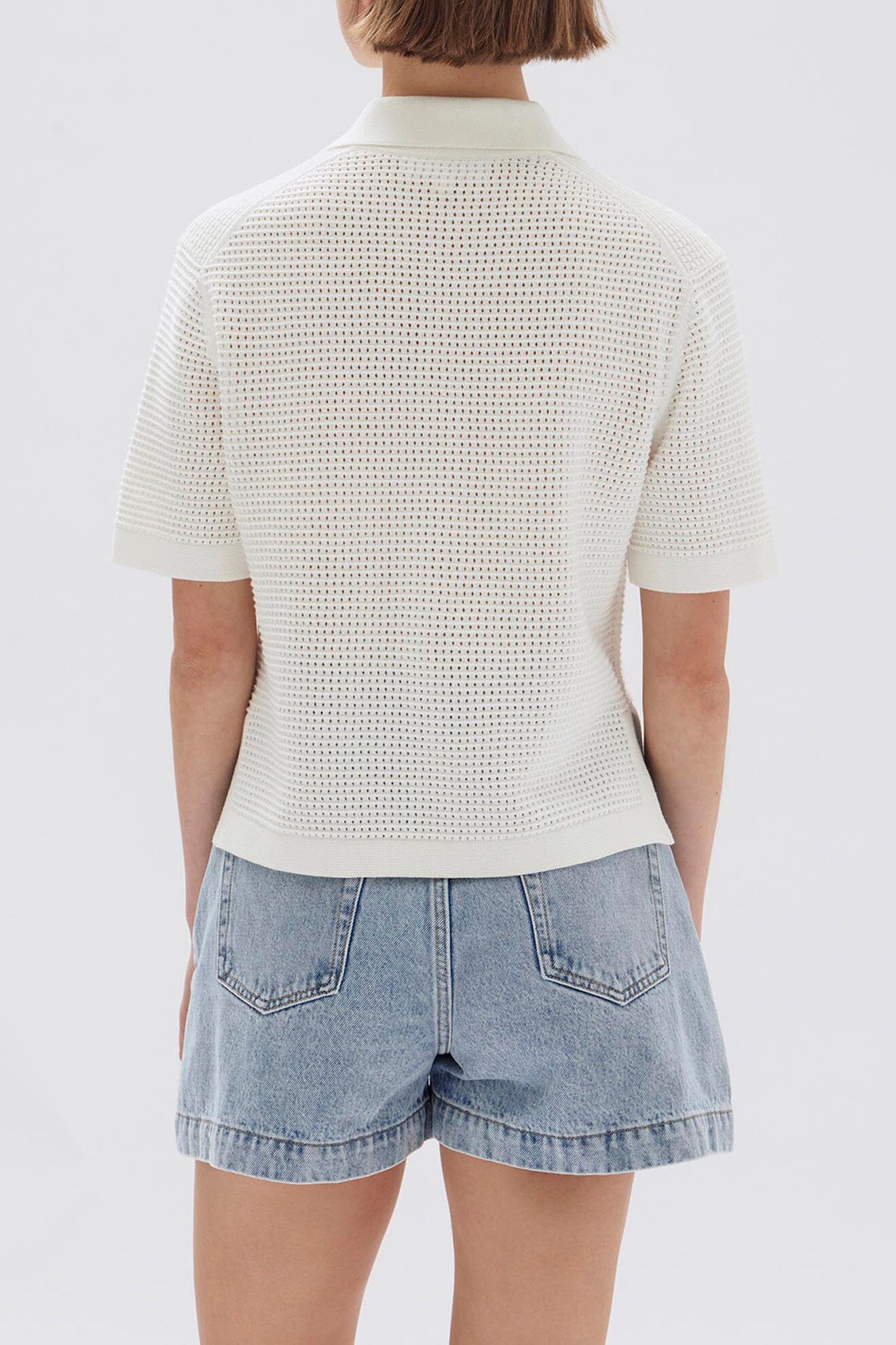 Assembly Label Enid Short Sleeve Knit Shirt - Cream Assembly Label