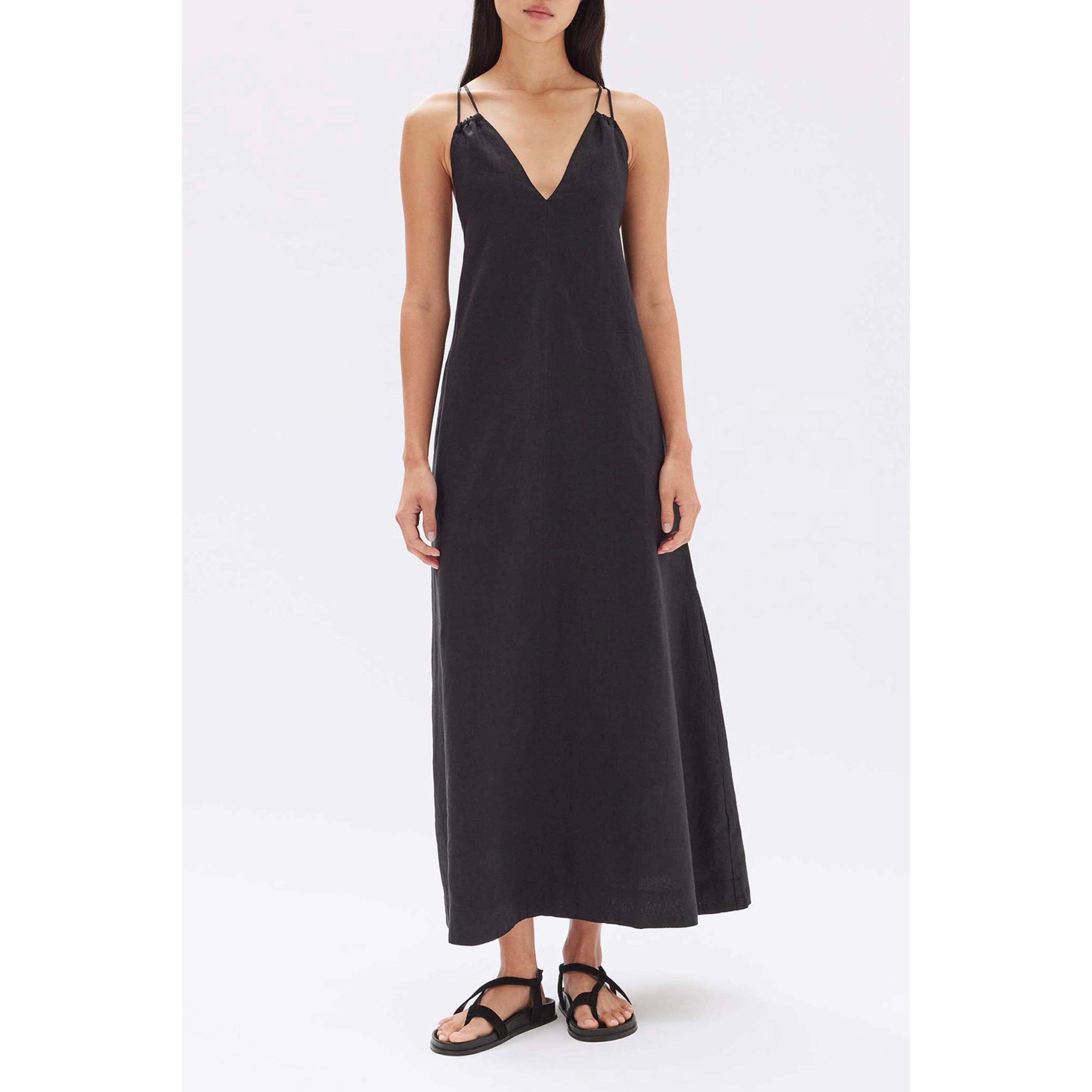 Assembly Label Fiona Linen Midi Dress - Black Assembly Label