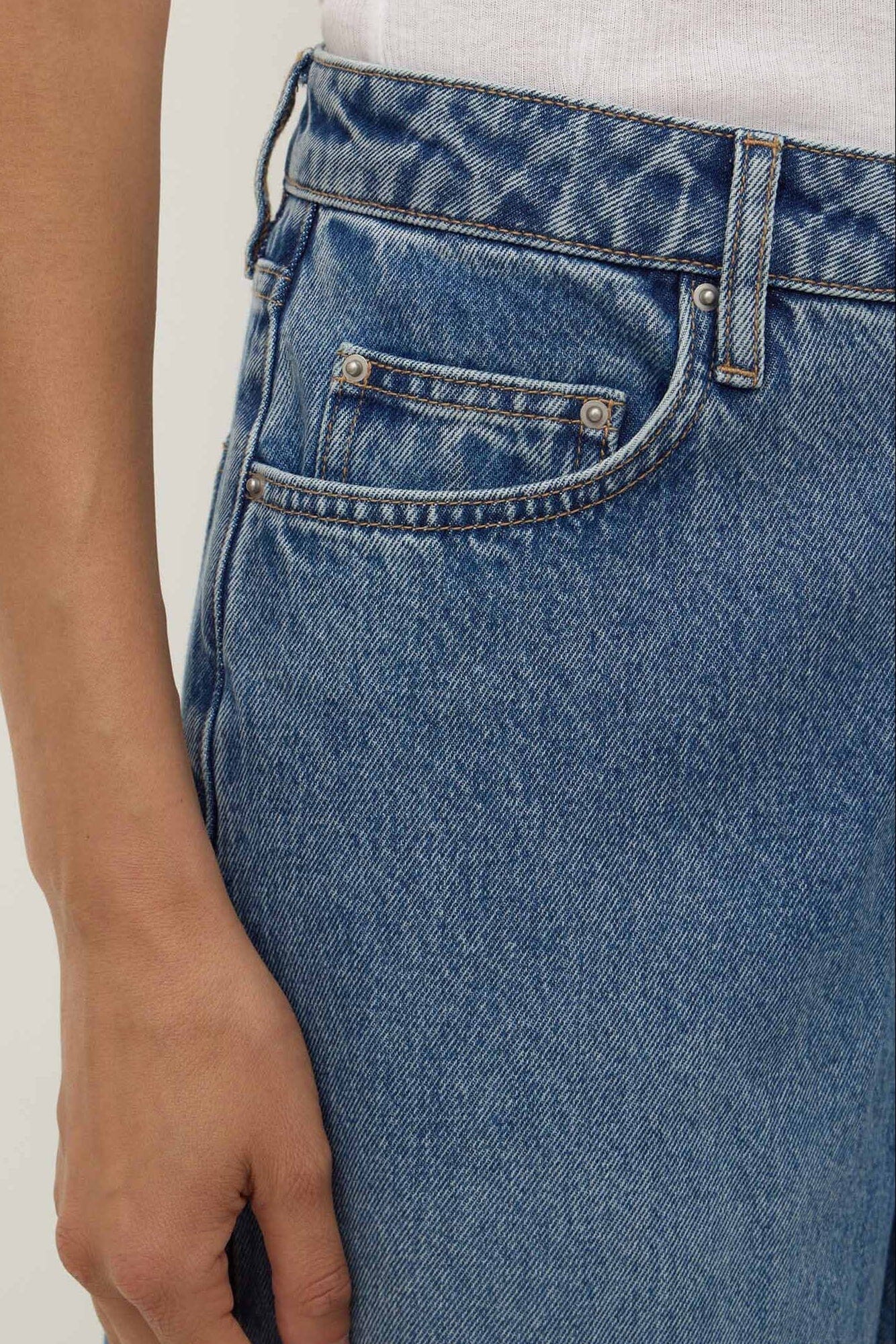 Assembly Label High Rise Barrel Jean - Classic Blue Assembly Label