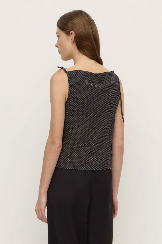 Assembly Label Iris Check Top - True Navy Women's Top Assembly Label 