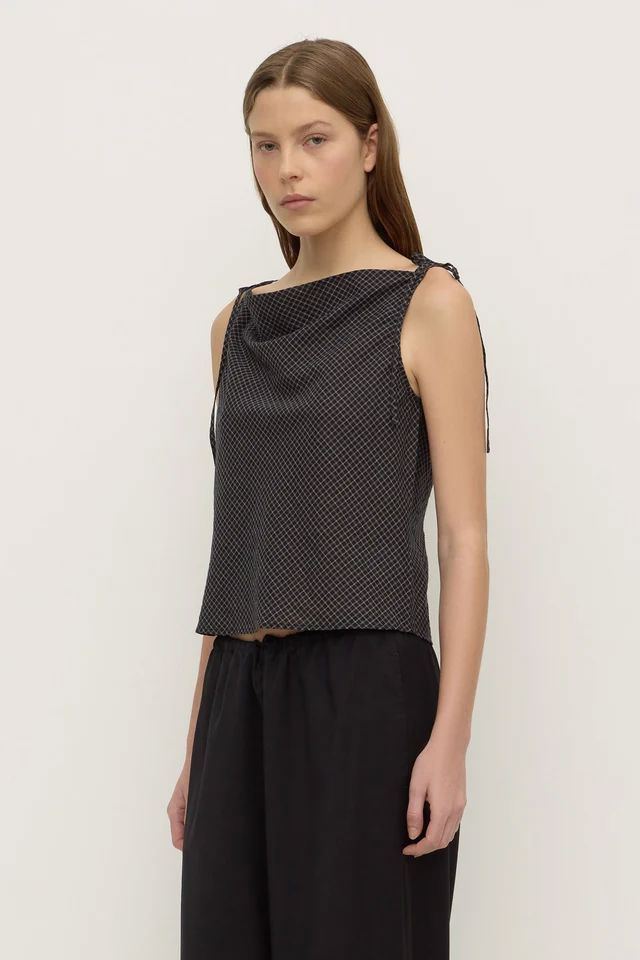 Assembly Label Iris Check Top - True Navy Women's Top Assembly Label 