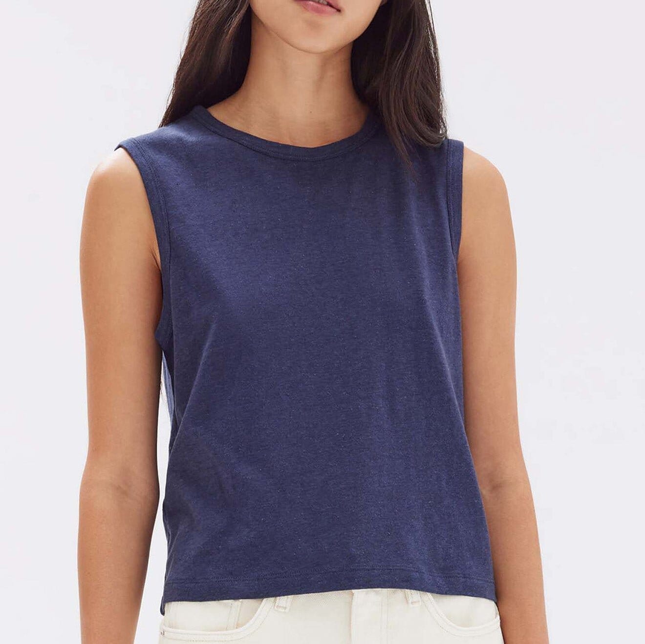 Assembly Label Kiana Linen Tank - True Navy Assembly Label