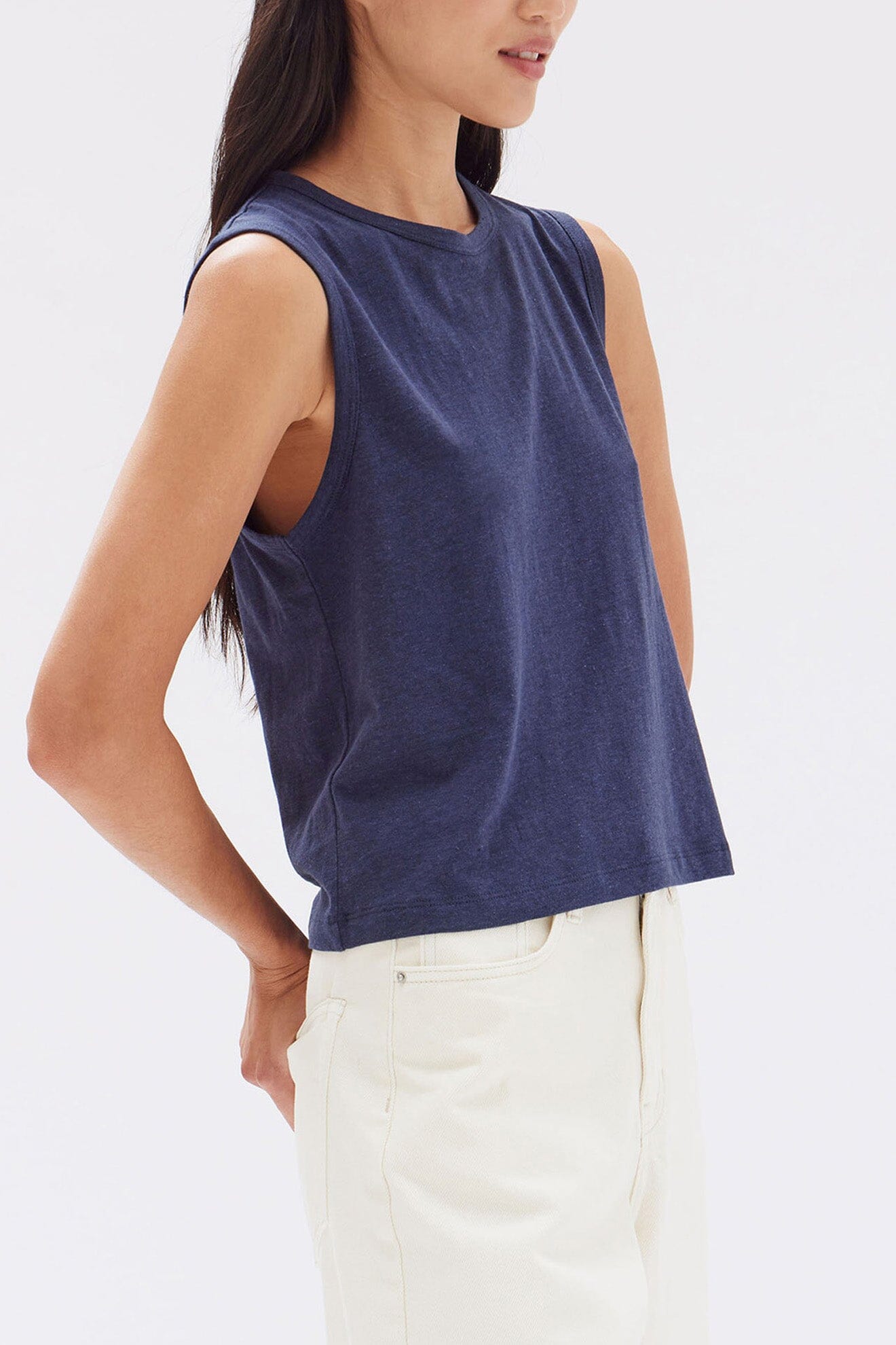 Assembly Label Kiana Linen Tank - True Navy Assembly Label