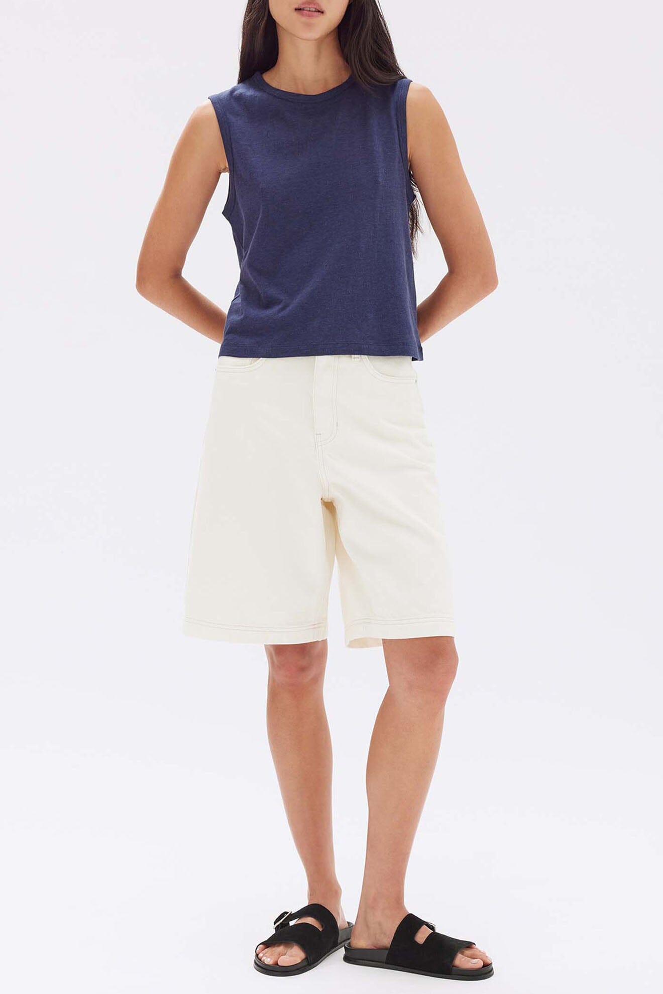 Assembly Label Kiana Linen Tank - True Navy Assembly Label