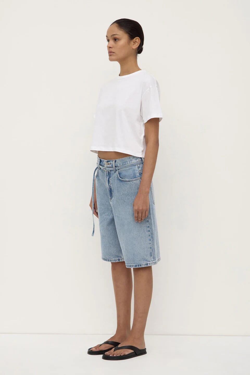 Assembly Label Loose Fit Long Denim Short - Mid Stone Wash Assembly Label