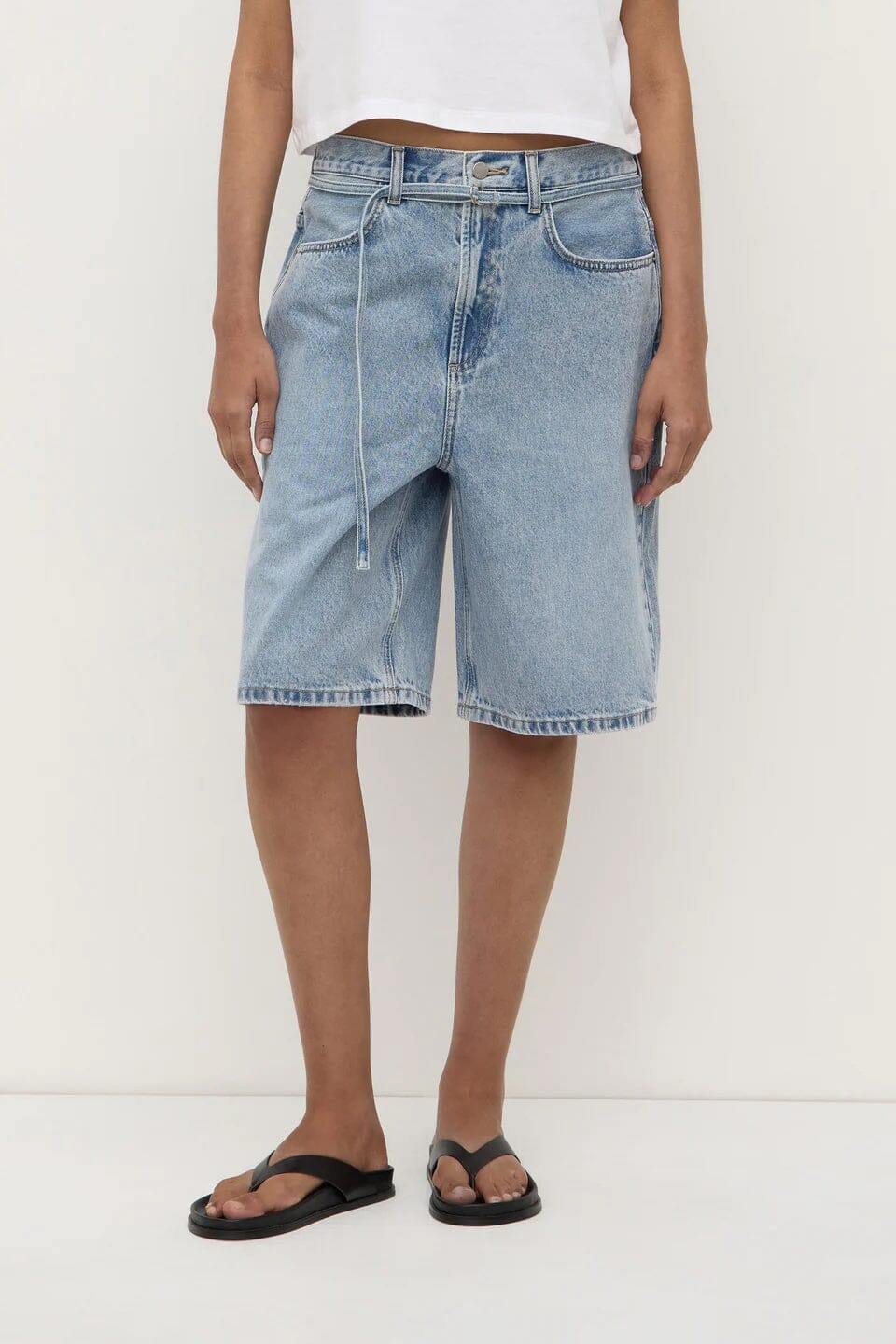 Assembly Label Loose Fit Long Denim Short - Mid Stone Wash Assembly Label
