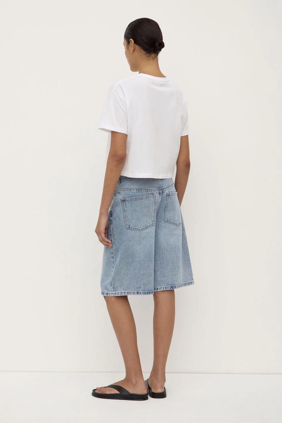 Assembly Label Loose Fit Long Denim Short - Mid Stone Wash Assembly Label