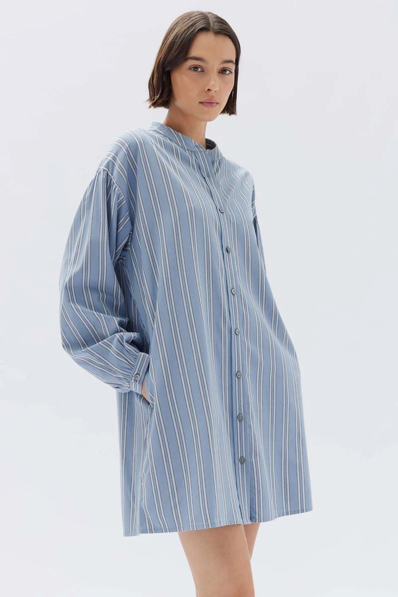 Assembly Label Luna Stripe Mini Dress - Glacial Stripe Assembly Label