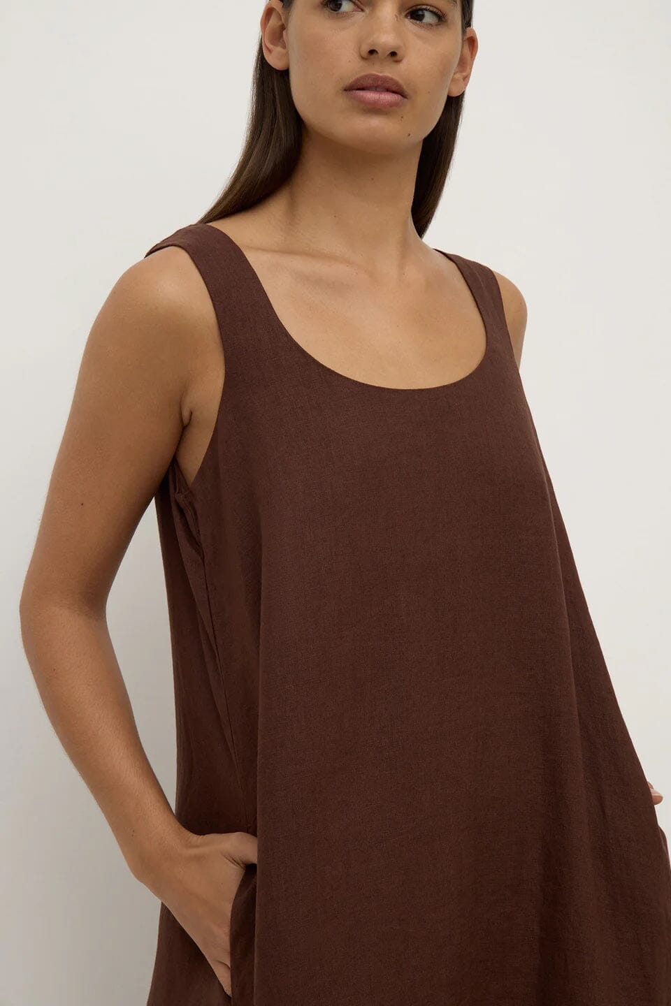 Assembly Label Maree Linen Midi Dress - Espresso Assembly Label