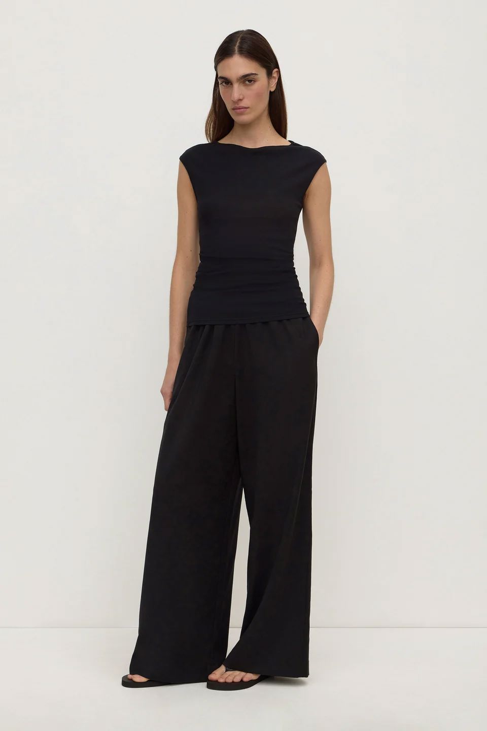 Assembly Label Mika Capped Sleeve Top - Black Top Assembly Label 