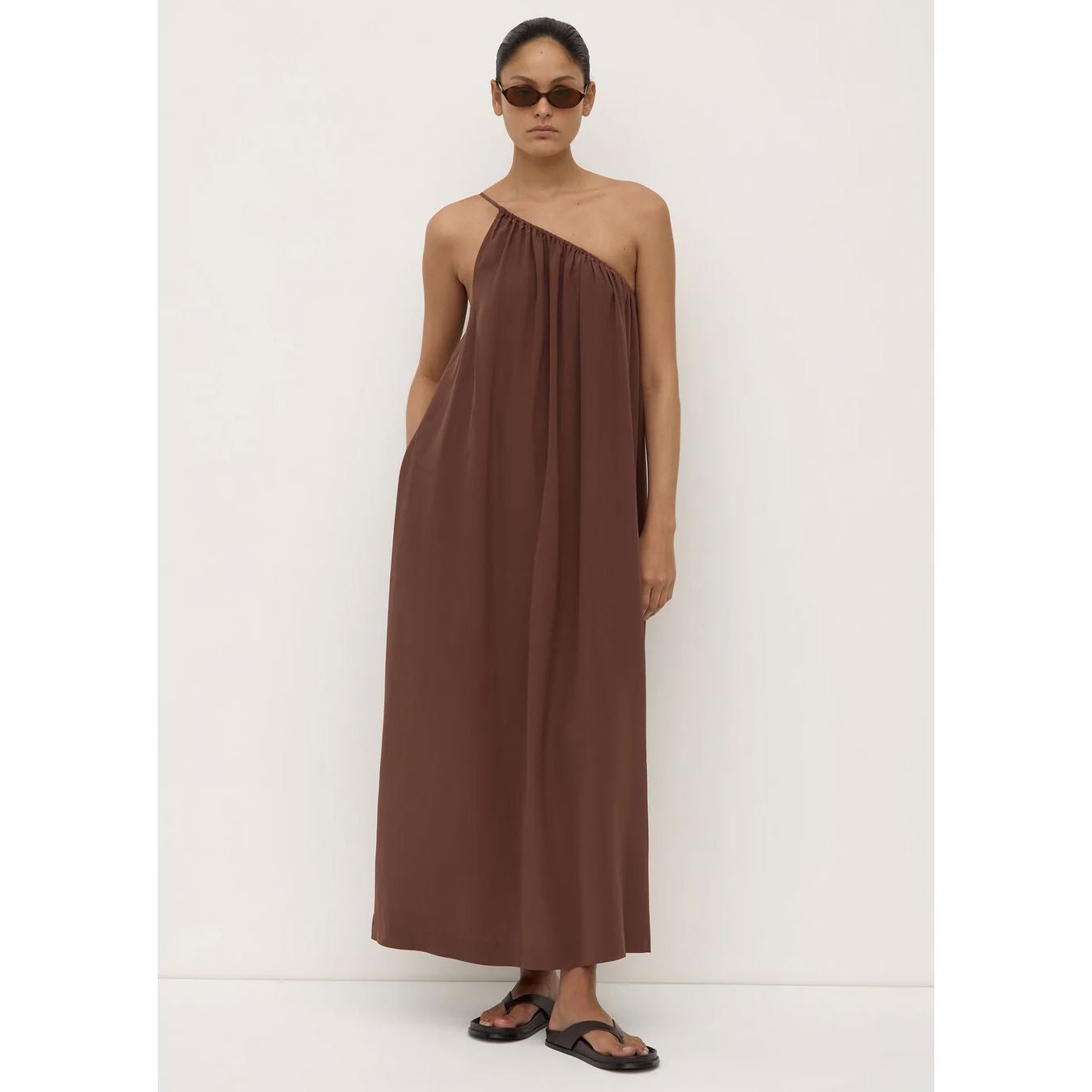 Assembly Label Mila Asymmetrical Maxi Dress - Espresso Assembly Label