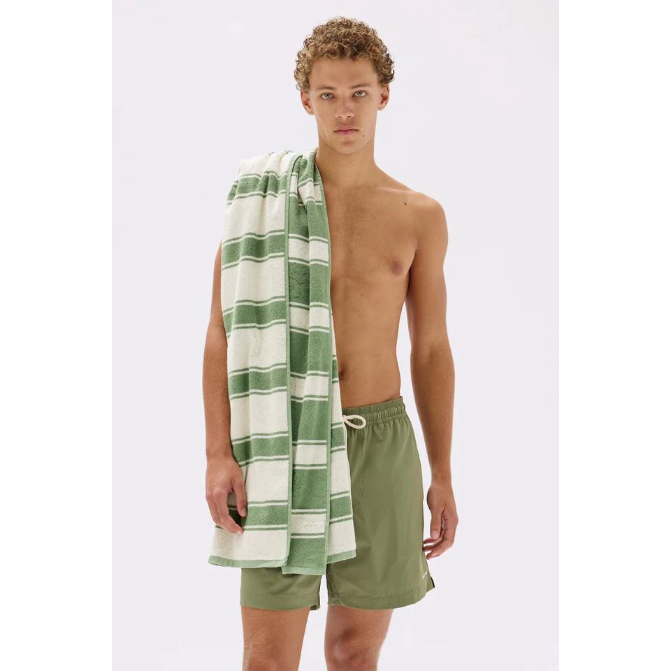 Assembly Label Multi Stripe Beach Towel - Pandan / Cream Stripe Assembly Label