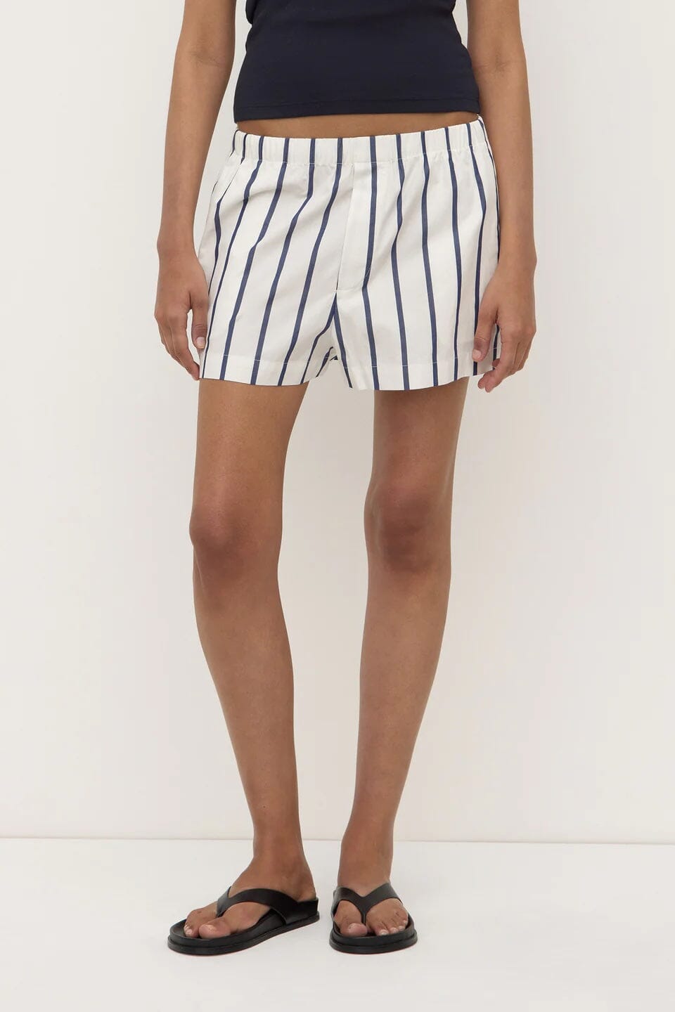 Assembly Label Nara Stripe Short - White/True Navy Assembly Label
