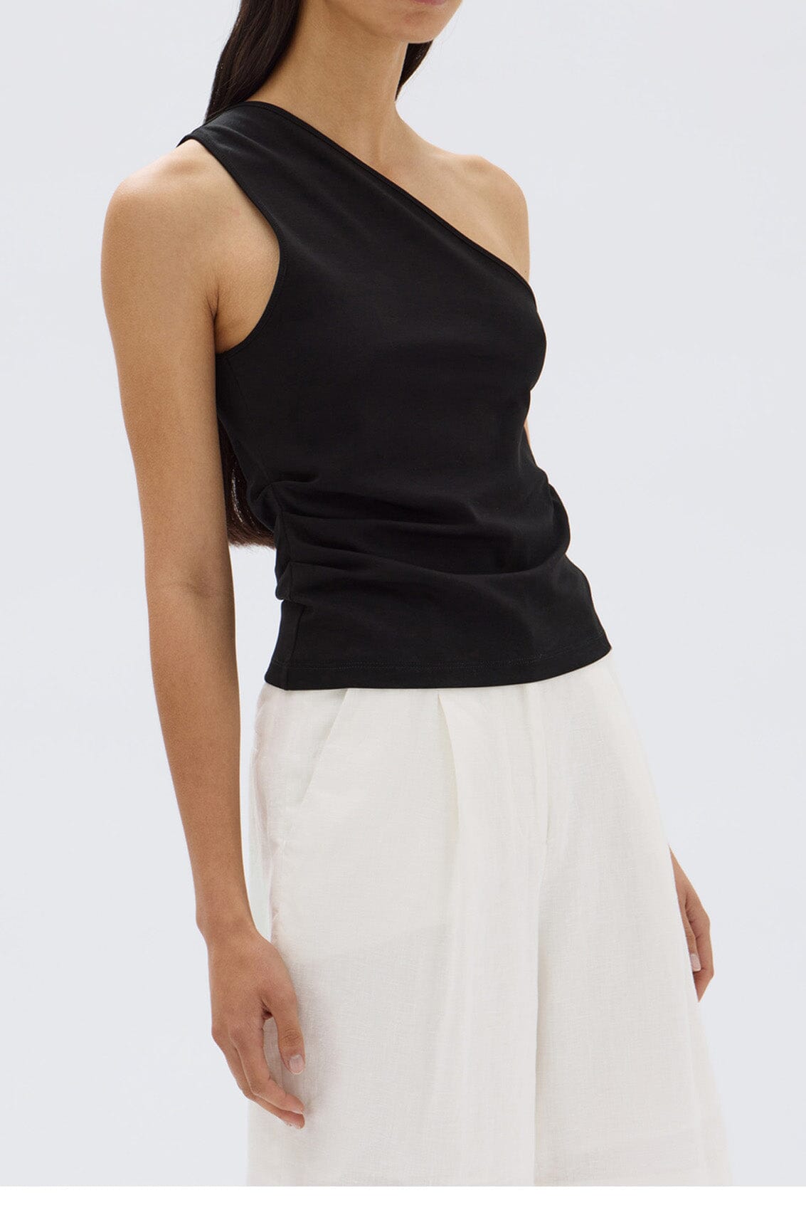 Assembly Label Orchid Jersey One Shoulder Top - Black Assembly Label