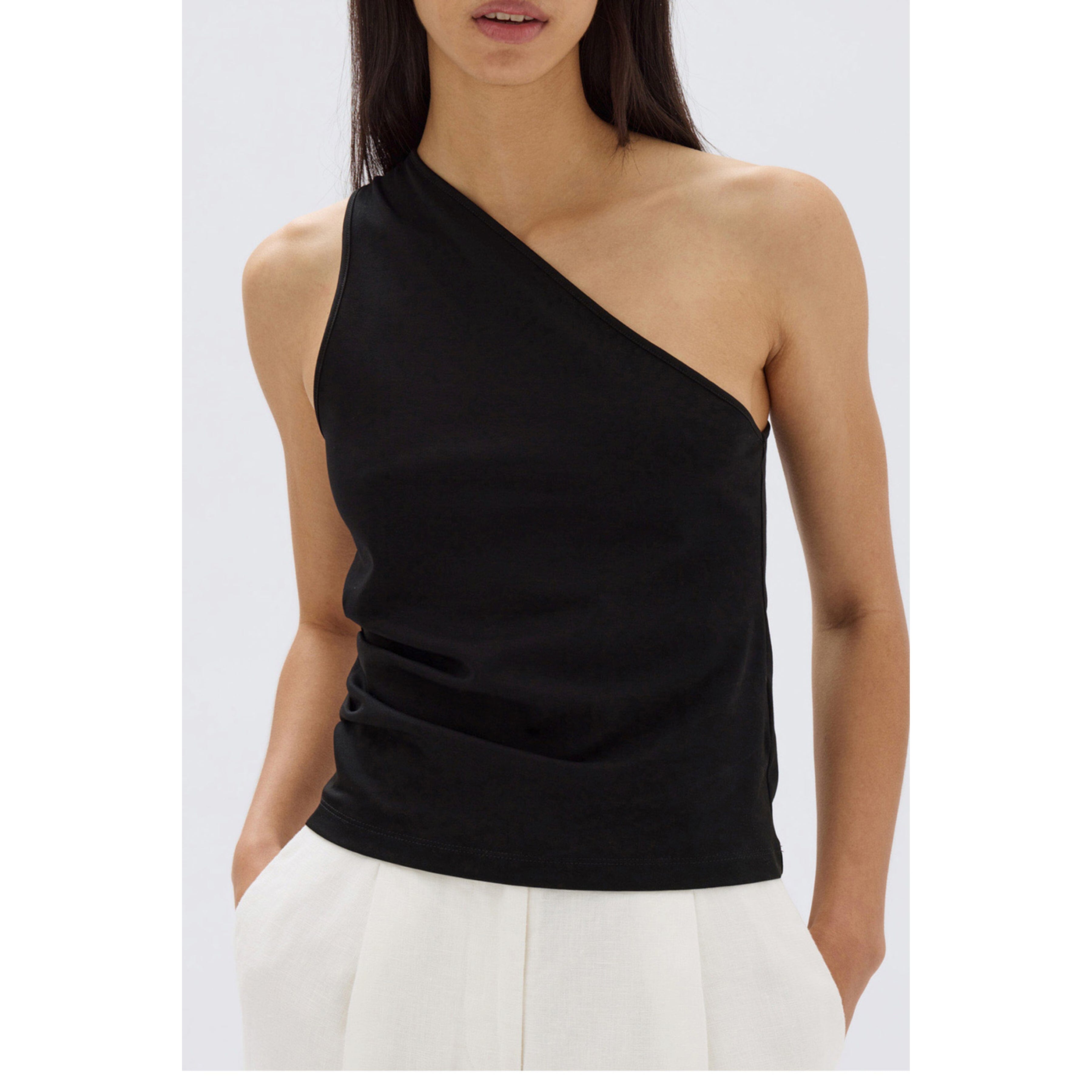 Assembly Label Orchid Jersey One Shoulder Top - Black Assembly Label