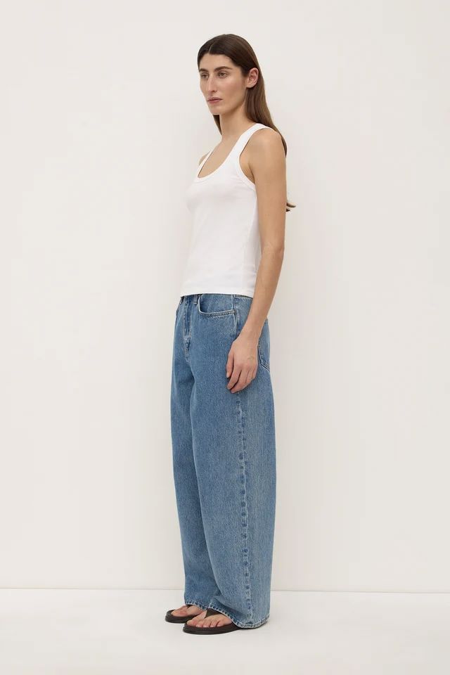 Assembly Label Robyn Scoop Neck Rib Tank - White Tank Top Assembly Label 