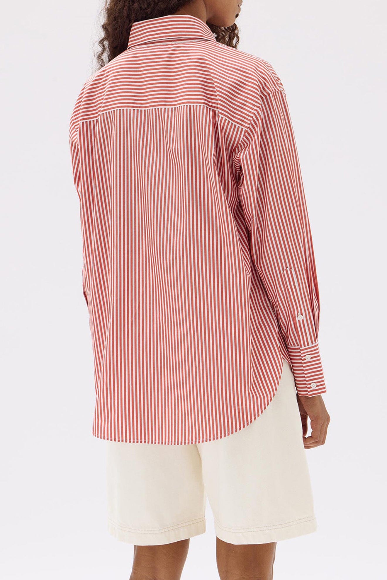 Assembly Label Signature Poplin Shirt - Papaya/White Stripe Assembly Label