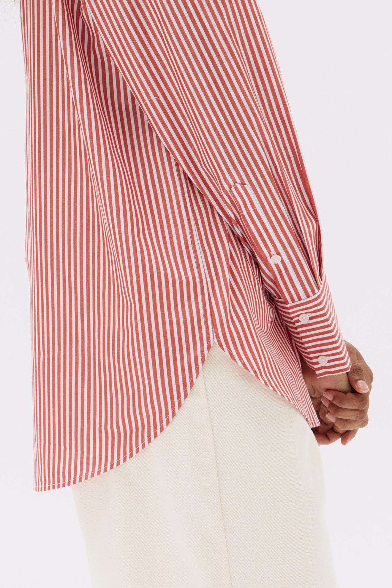 Assembly Label Signature Poplin Shirt - Papaya/White Stripe Assembly Label