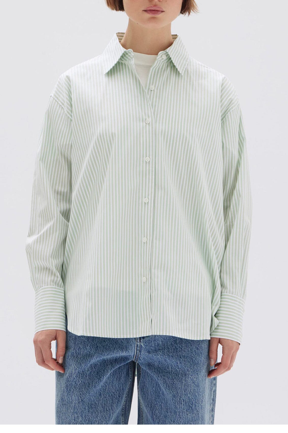 Assembly Label Signature Poplin Shirt - Rosemary/White Assembly Label