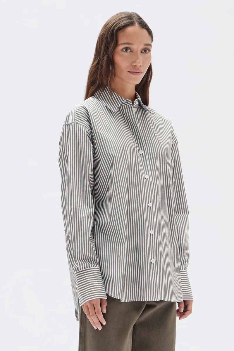 Assembly Label Signature Stripe Poplin Shirt - Spruce/White Assembly Label