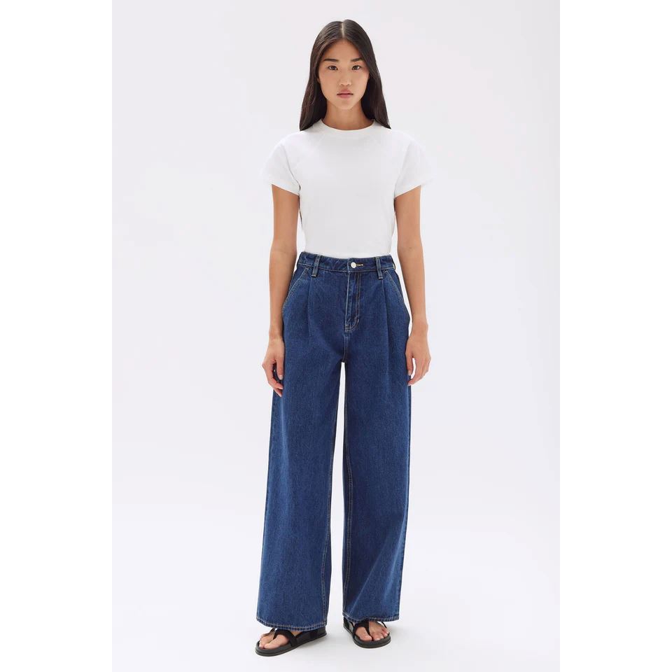 Assembly Label Slack Pleat Wide Leg Jean - Heritage Blue Assembly Label