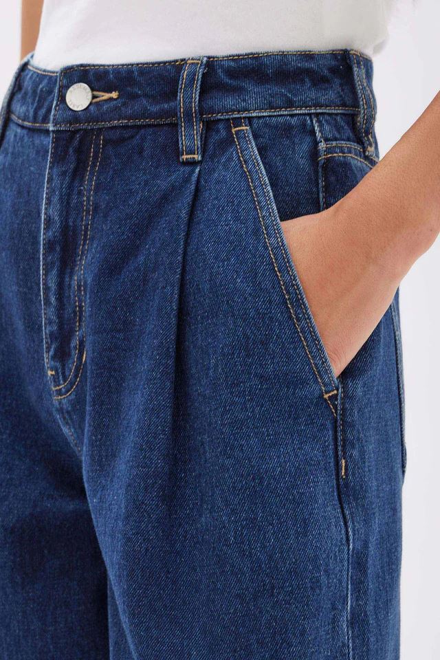 Assembly Label Slack Pleat Wide Leg Jean - Heritage Blue Assembly Label