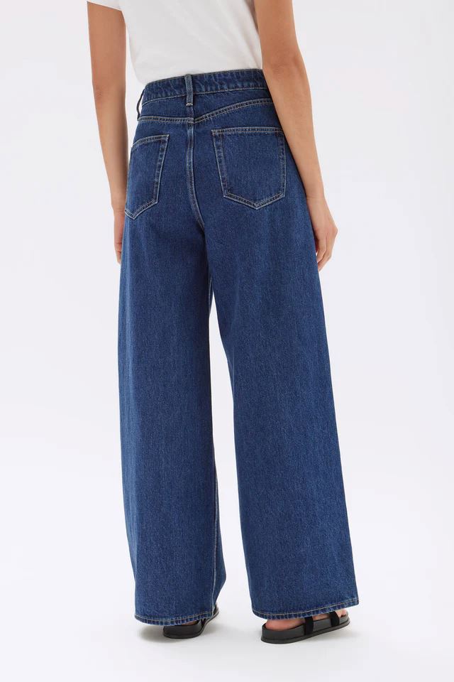 Assembly Label Slack Pleat Wide Leg Jean - Heritage Blue Assembly Label