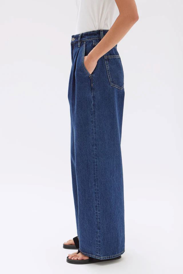 Assembly Label Slack Pleat Wide Leg Jean - Heritage Blue Assembly Label