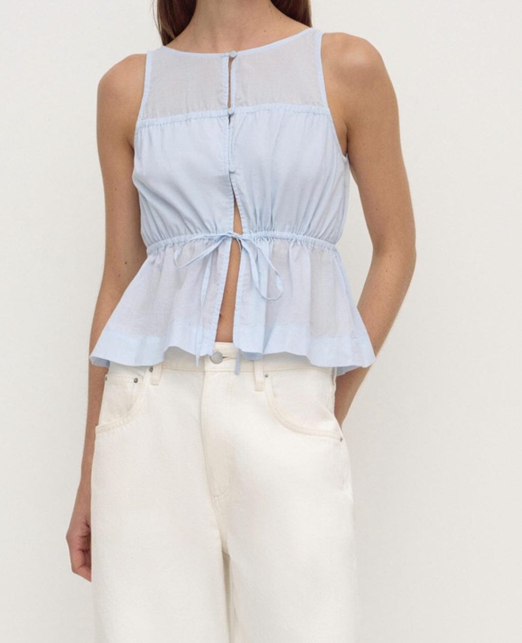 Assembly Label Suzie Top - Powder Blue Sleeveless Top Assembly Label 
