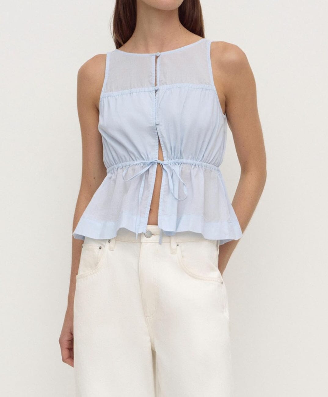 Assembly Label Suzie Top - Powder Blue Sleeveless Top Assembly Label 