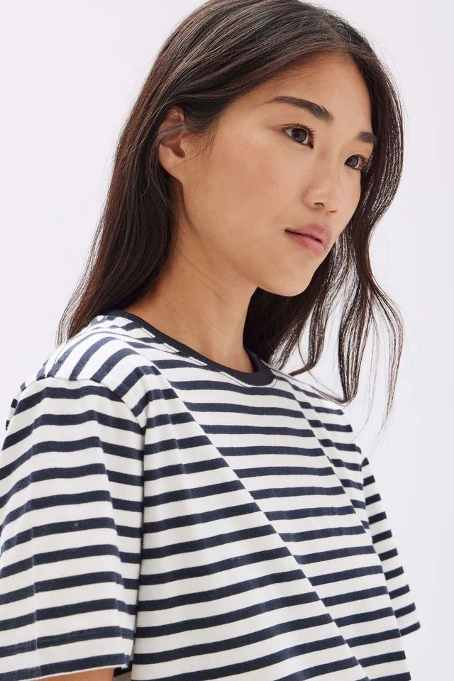 Assembly Label Women's Harbour Stripe Short Sleeve Tee - True Navy/White Assembly Label