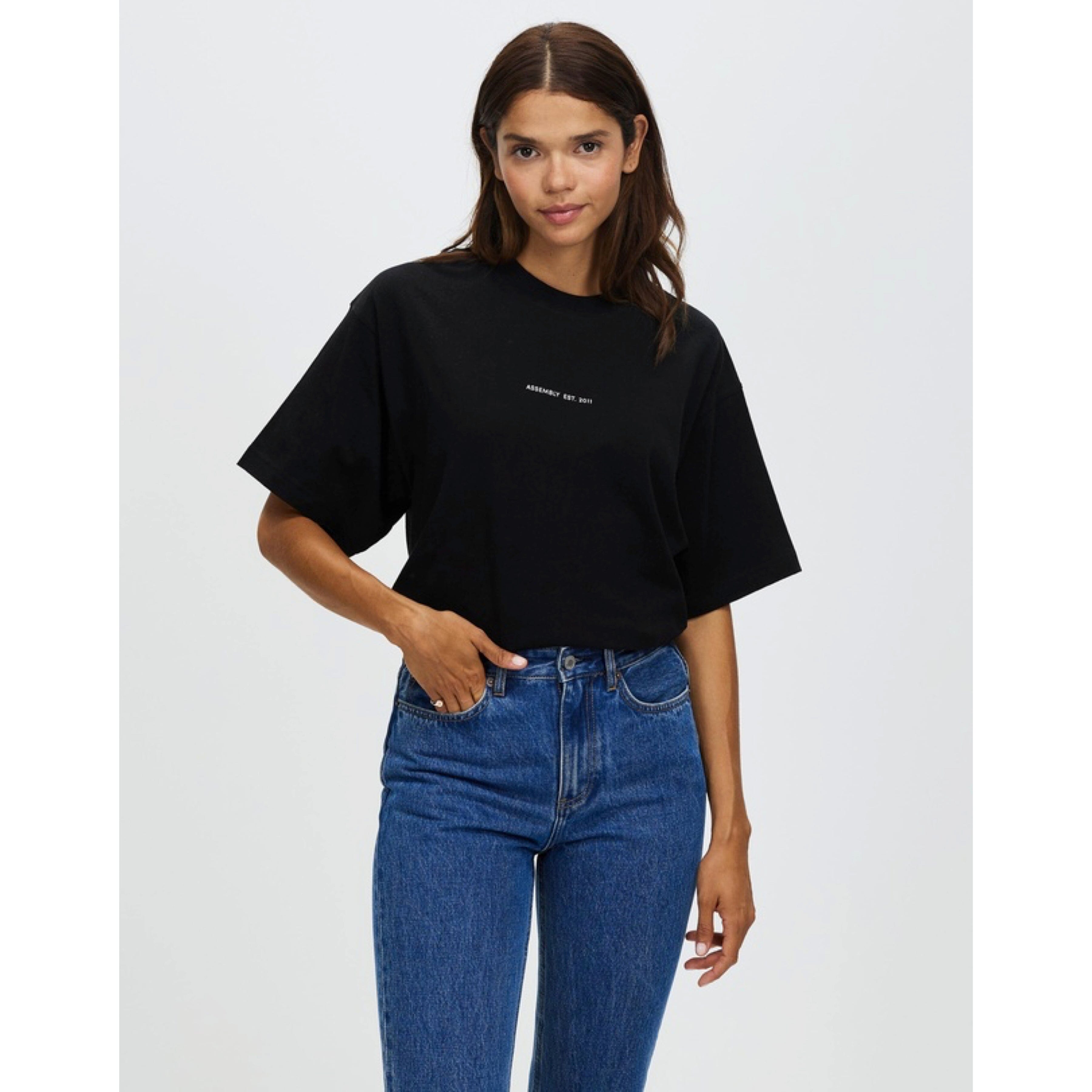 Assembly Label Womens Organic Established Tee - Black/White Assembly Label