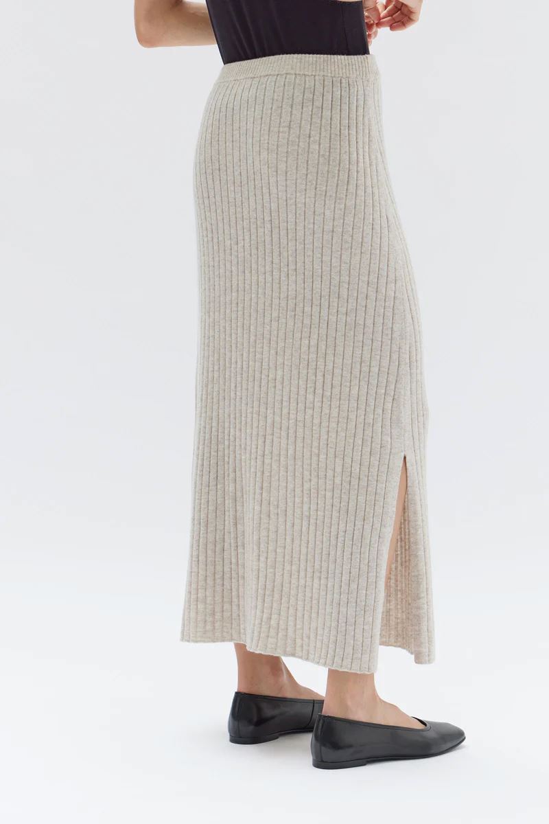 Assembly Label Wool Cashmere Rib Skirt - Oat Marle Assembly Label